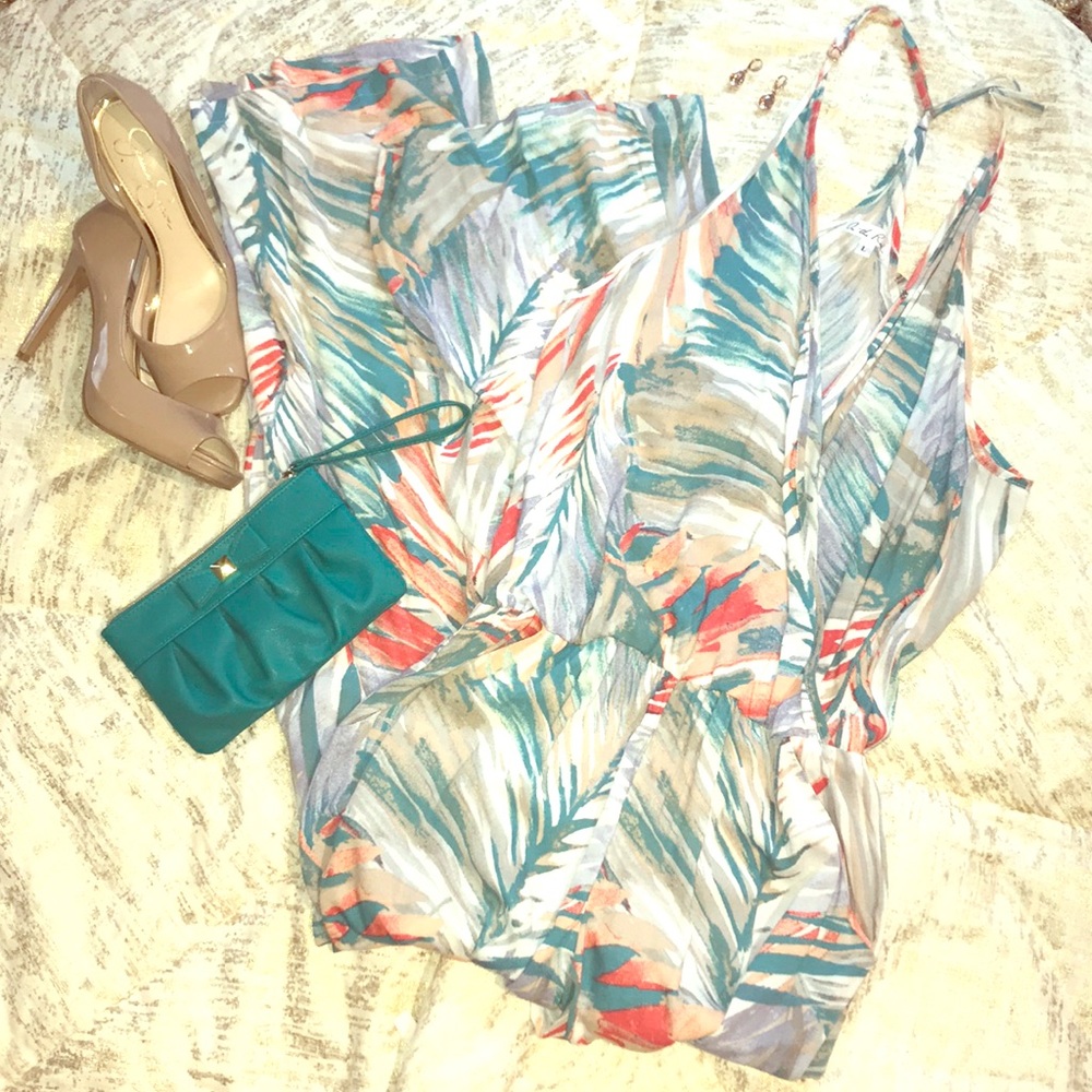 ‼️BOGO Watercolor v neck wide leg jumpsuit